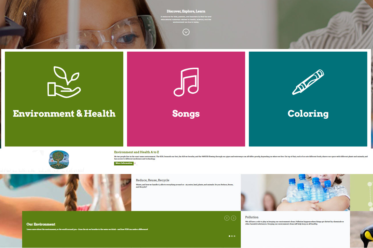 Screenshot of the Kids Environment, Kids Health website.